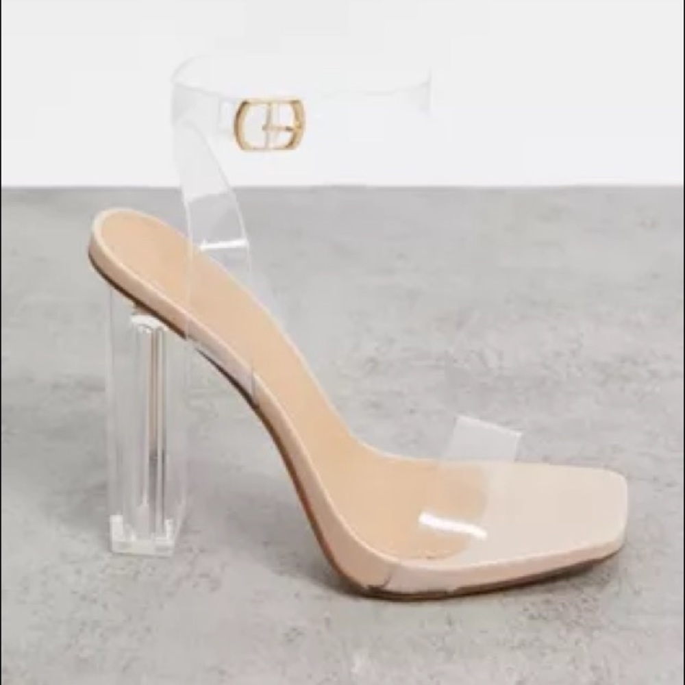 Truffle Collection Clear Heeled Sandals in Beige